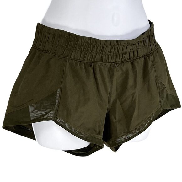 Lululemon Miles Ahead Womens 4 Olive Green Running Shorts Athleisure Sporty Gym - Picture 3 of 10
